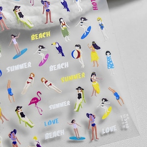 Beach Nail Stickers, Summer Nail Stickers, Beach Nail Decals, Self-Adhesive Nail Stickers, Summer Nails, DIY Nails