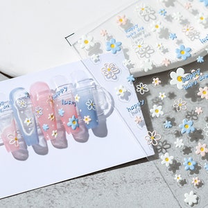 Summer Flower Nail Stickers, Summer Nail Decals, 5D Nails, Nail Decal Art, DIY Nails