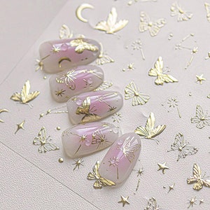 Gold Butterfly Nail Stickers, Gold Butterfly Nail Decals, Gold Nail Art Stickers, Butterfly Stickers, Manicure Sticker, DIY Nails