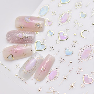 Star Nail Stickers,Gold Star Nail Decals, Silver Star Nail Stickers, Heart Nail Stickers, Star Nail Art Sticker, Manicure Sticker