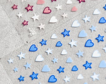 Star And Heart Nail Stickers, Star Nail Decals, Heart Nail Decals, Self-adhesive Nail Stickers, Manicure Sticker, DIY Nails