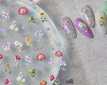 Bloem nagelstickers, bloemen nagelstickers, lentebloem nagelsticker, lentenagelkunst, nagelbenodigdheden, doe-het-zelfnagels