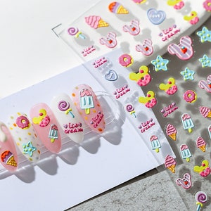 Ice Cream Nails Stickers, Summer Nail Stickers, Ice Cream Nail Decals, Cute Nail Decals, 5D Nails, DIY Nails
