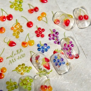 Fruit Nail Stickers, Fruit Nail Decals, Jelly-Style Nail Stickers, 3D Nail Stickers, Fruit Nail Charms, Nail Art, Nail Supplies, DIY Nails