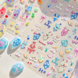 Summer Bikini Nail Stickers, Beach Nail Stickers, Cute Summer Nail Decals, Bikini Nail Decals, Vacation Nail Design, Summer Nail Art