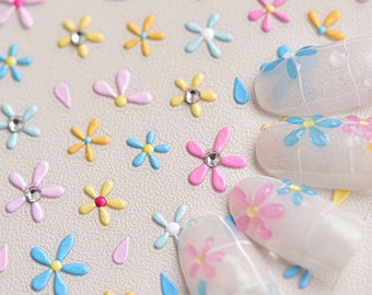 Kleur bloem nagelstickers, bloemen nagelstickers, lente nagelstickers, bloemnagels, zelfklevende nagelstickers, doe-het-zelfnagels