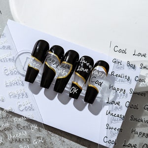 English Words Nail Sticker, Letters Nail Decals, Nail Art, DIY Nails, 3D Nails, 5D Nails