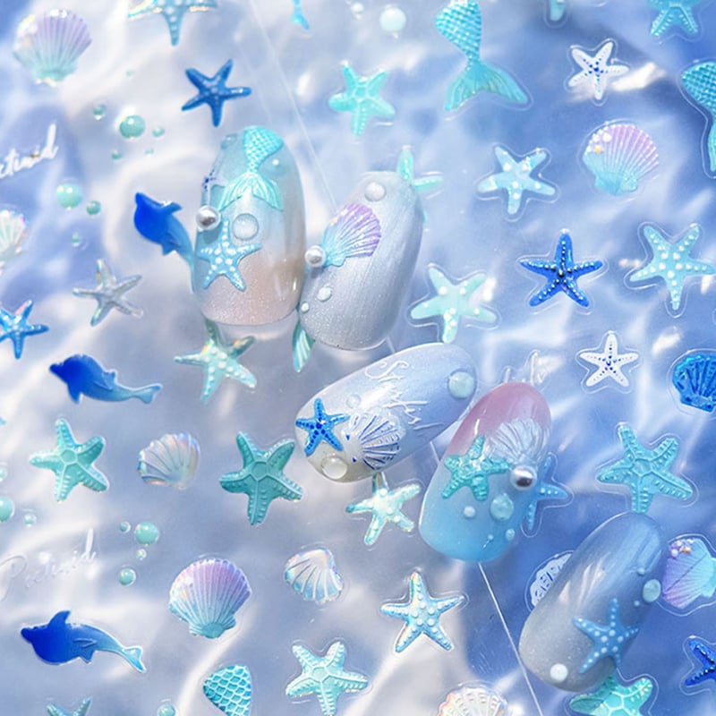 Blue Starfish Nails - Etsy