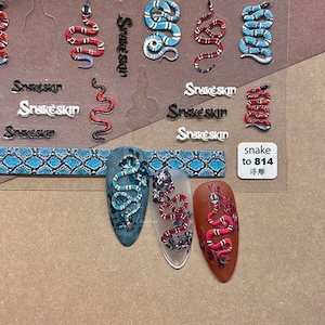 Snake Nail Stickers, Snake Nail Decals, Snake Nail Art, DIY Nails, Embossed Nail Stickers