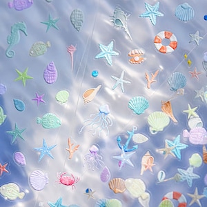 Ocean Starfish And Shell Nail Stickers, Ocean World Nail Stickers, Ocean Nail Decals, Summer Nails, Sea Nails, DIY Nails