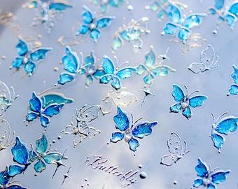 Butterfly Nail Stickers With Crystals, Butterfly Nail Decals, Butterfly Nail Art, Butterfly Nails, Gold/Silver Butterfly Nail Sticker