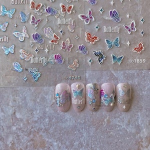 Butterfly Nail Stickers, Butterfly Nail Decals, Gold/Silver Butterfly Nail Decals, Nail Art, Nail Designs, 3D Nail Stickers, DIY Nails