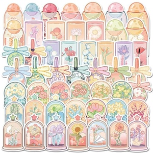 50 pezzi adesivi per bottiglie di fiori, adesivi kawaii per fiori, adesivi carini, adesivi per laptop, adesivi per quaderni