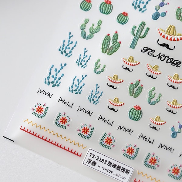 Cactus Nail Decals Etsy