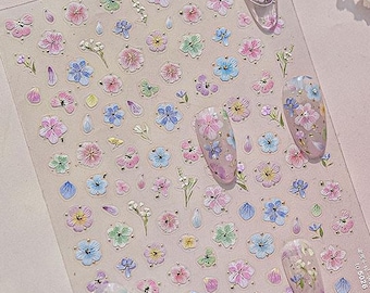 Lentebloem nagelstickers, bloem nagelstickers, bloemen nagelstickers, bloemen nail art, doe-het-zelfnagels, sierlijke bloem nageldesign
