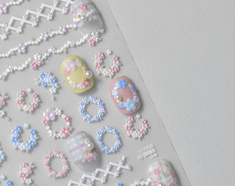 Bloemen nagelstickers, krans nagelstickers, bloem nagelstickers, bloem nail art, nail art stickers, schattige nagelstickers, doe-het-zelfnagels