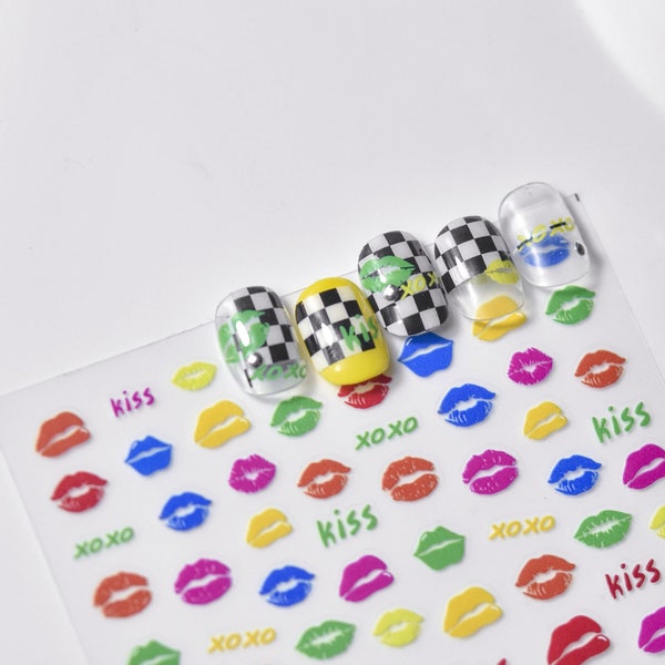 Lips Nail Stickers Etsy