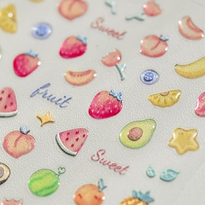 Fruit Nail Stickers, Fruit Nail Decals, Cute Fruit Nail Decals, Watermelon Nail Stickers, Self-Adhesive Sticker, DIY Nails