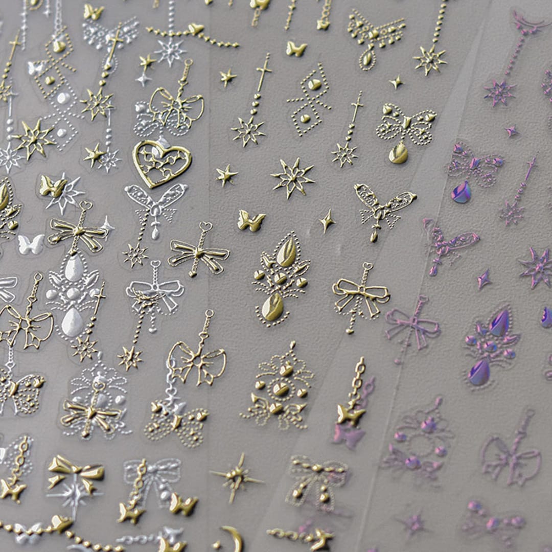 Gold /silver Nail Stickers, Bowknot /buttererfly Pattern Nail Stickers