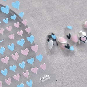 Heart Nail Stickers, Heart Nail Decals, Heart Nail Art, Nail Decal Art, 3D Nail Stickers, DIY Nails