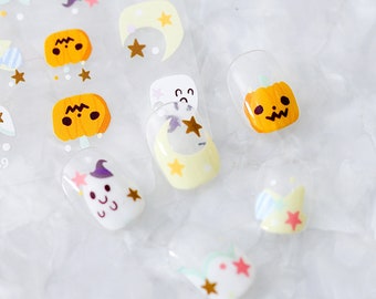 Stickers ongles Halloween, Stickers citrouilles pour ongles, Art sur ongles d'Halloween, Sticker pour ongles d'Halloween, Ongles mignons d'Halloween, Ongles à faire soi-même