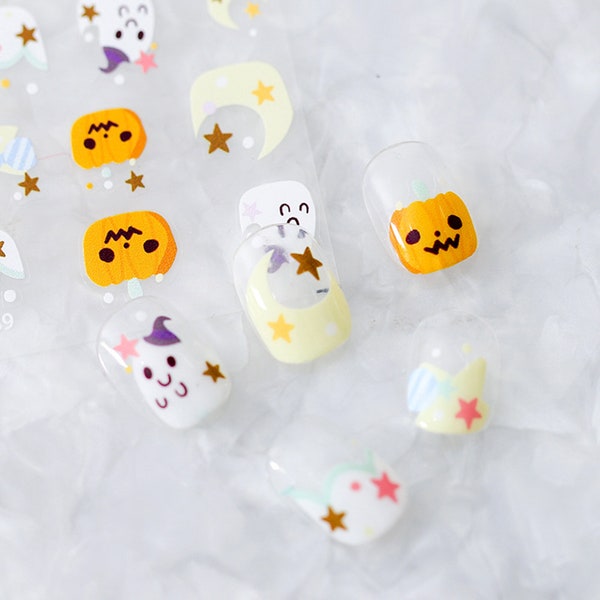 Halloween Nail Stickers, Pumpkin Nail Stickers, Halloween Nails Art, Halloween Nail Decal, Cute Halloween Nails, DIY Nails