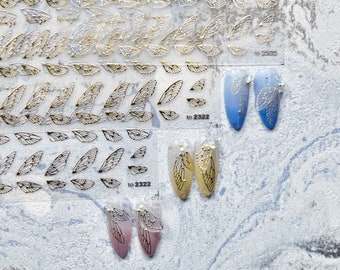 Gold/Silver Wing Nail Stickers, Wing Nail Decals, Gold Nail Decals, Self-adhesive Nail Stickers, Nail Decal Art, DIY Nails
