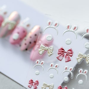 Bowknot Nail Stickers, Nail Decals,  Cute Nail Stickers, Kawaii Nail Stickers, 5D Embossed, DIY Nail Stickers