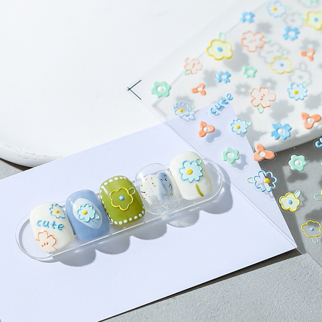 Summer Nail Stickers, Flower Nail Decals, Flower Nail Stickers, 5D
