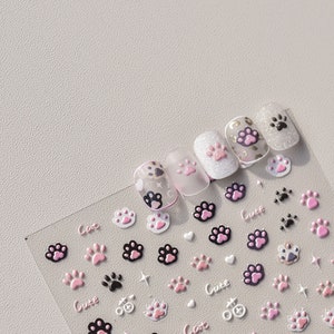 Nagelklistermärken med katttassar, söta nagelklistermärken med katttassar, söta nagelklistermärken med katttassar, nagelklistermärken med kattklor, självhäftande nagelklistermärken, gör-det-själv-naglar bild 6