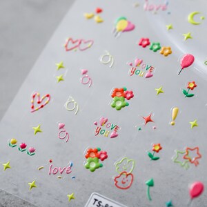 Cute Nail Stickers, Cute Nail Art, Kawaii Nail Decal, Star Nail Decals