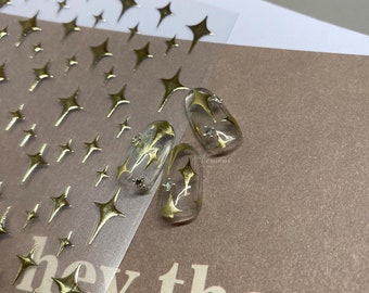 Adesivi per unghie a forma di stella oro/argento, decalcomanie per unghie a forma di stella, adesivi per unghie 3D, nail art con decalcomanie, unghie fai da te