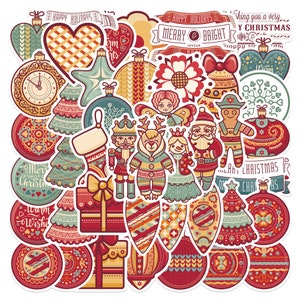 48 stuks kerststickers, kerststickers, kerststickers, stickerspakket