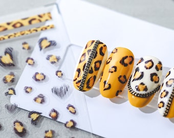 Adesivi per unghie leopardati, decalcomanie per unghie leopardate, decalcomanie per unghie artistiche, nail design art, unghie fai da te