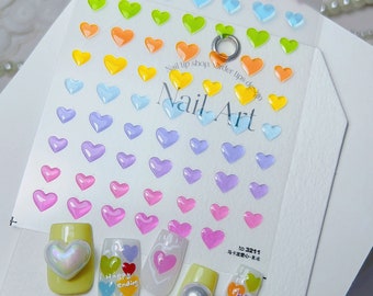 Jelly Style Heart And Star Nail Stickers, Nail Decals, Star Nail Charms, Heart Nail Charms, Nail Designs, DIY Nails