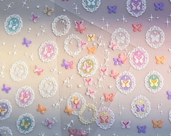 Butterfly Frame Nail Stickers, Aesthetic Butterfly Nail Decals, Butterfly Nail Art, Butterfly Nail Charm, Aesthetic Nail Art, DIy Nails