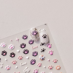 Nagelklistermärken med katttassar, söta nagelklistermärken med katttassar, söta nagelklistermärken med katttassar, nagelklistermärken med kattklor, självhäftande nagelklistermärken, gör-det-själv-naglar bild 7