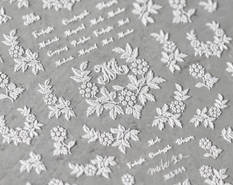 Esthetische bloem nagelstickers, bloem nagelstickers, borduurstijl nagelstickers, esthetische nagelstickers, doe-het-zelfnagels