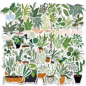 44 pegatinas de plantas, paquete de pegatinas de plantas verdes, pegatinas para botellas de agua, pegatinas para portátiles, resistentes al agua