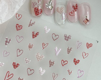 Heart Nail Stickers, Jelly Style Heart Nail Art, Heart Nail Decals, Kawaii Heart Nail Design, 3D Nail Stickers, DIY Nails