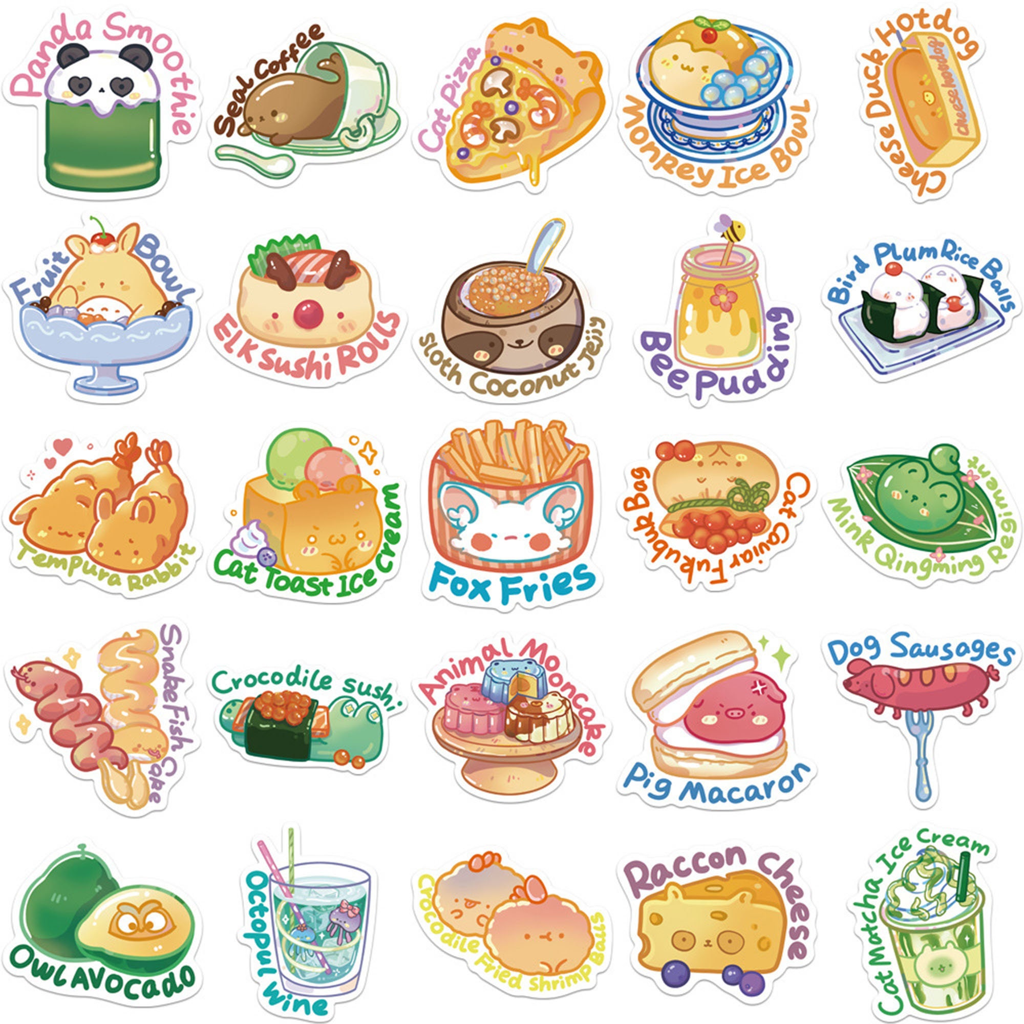 10/30/50PCS Cartoon Fruit And Vegetable Dessert Food Stickers Cute  Children's Early Education DIY Toy Laptop Reward Sticker F5