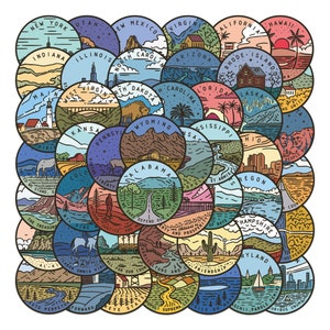 50 stuks stickers VS staat, stickers Amerikaanse staat, reisstickers, stickers waterfles, laptopstickers, waterdicht