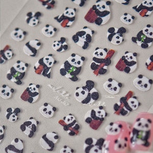 Panda Nail Stickers, Panda Nail Decals, Cute Animal Nail Decal, Cartoon Nail Stickers, 3D Nail Stickers, Nail Decal Art, DIY Nails