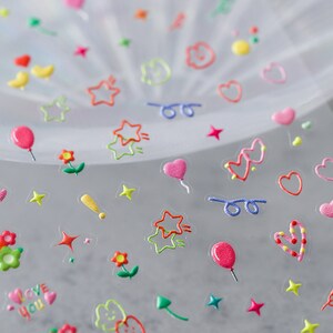 Cute Nail Stickers, Cute Nail Art, Kawaii Nail Decal, Star Nail Decals