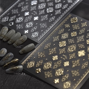 Gold/Silver Nail Decals, Gold/Silver Nail Stickers, Boho Nail Stickers, Bohemia Nail art, Nail Decal Art, DIY Nails