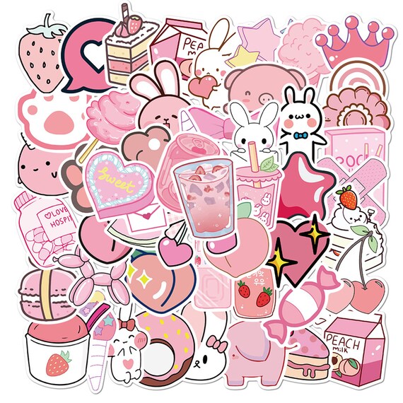 50pcs Pink Stickers Cute Stickers Kawaii Stickers Laptop - Etsy