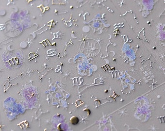 Gold&Silver Constellation Nail Stickers, Constellation Nail Decals, Gold And Silver Nail Decals, DIY Nails