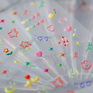 Cute Nail Stickers, Cute Nail Art, Kawaii Nail Decal, Star Nail Decals