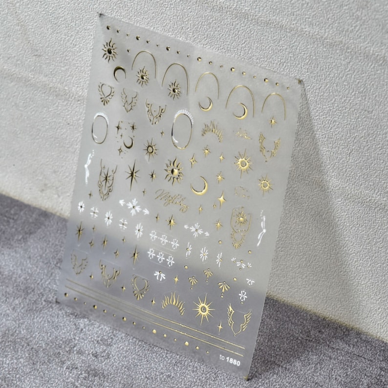 Gold Nail Stickers Moon and Star Nail Stickers Gold Nail Etsy