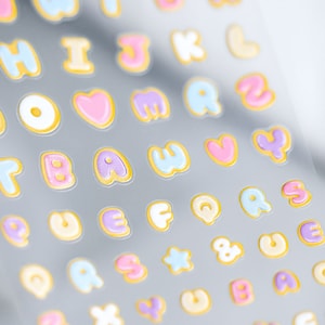 Pegatinas para uñas con letras del alfabeto, calcomanías para uñas con letras, pegatinas para uñas kawaii, uñas 5D, uñas DIY